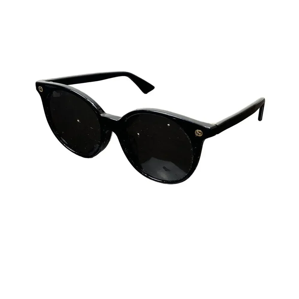 Gucci GG0091SA 001 Full Rim Round Black Sunglasses
